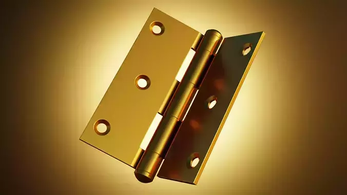 Realistic Brass Door Hinge - High Quality 3D Model 3D model