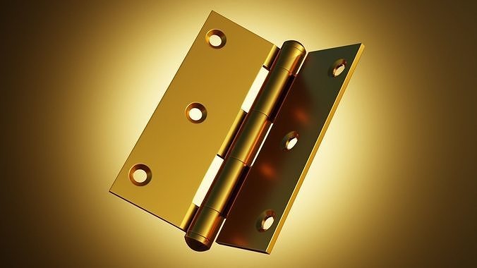 Realistic Brass Door Hinge Model 3D model