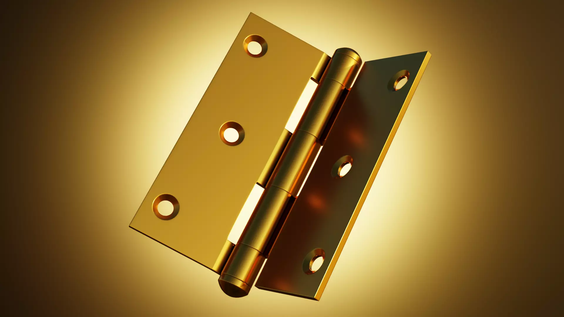 Realistic Brass Door Hinge - High Quality 3D Model 3D model_0
