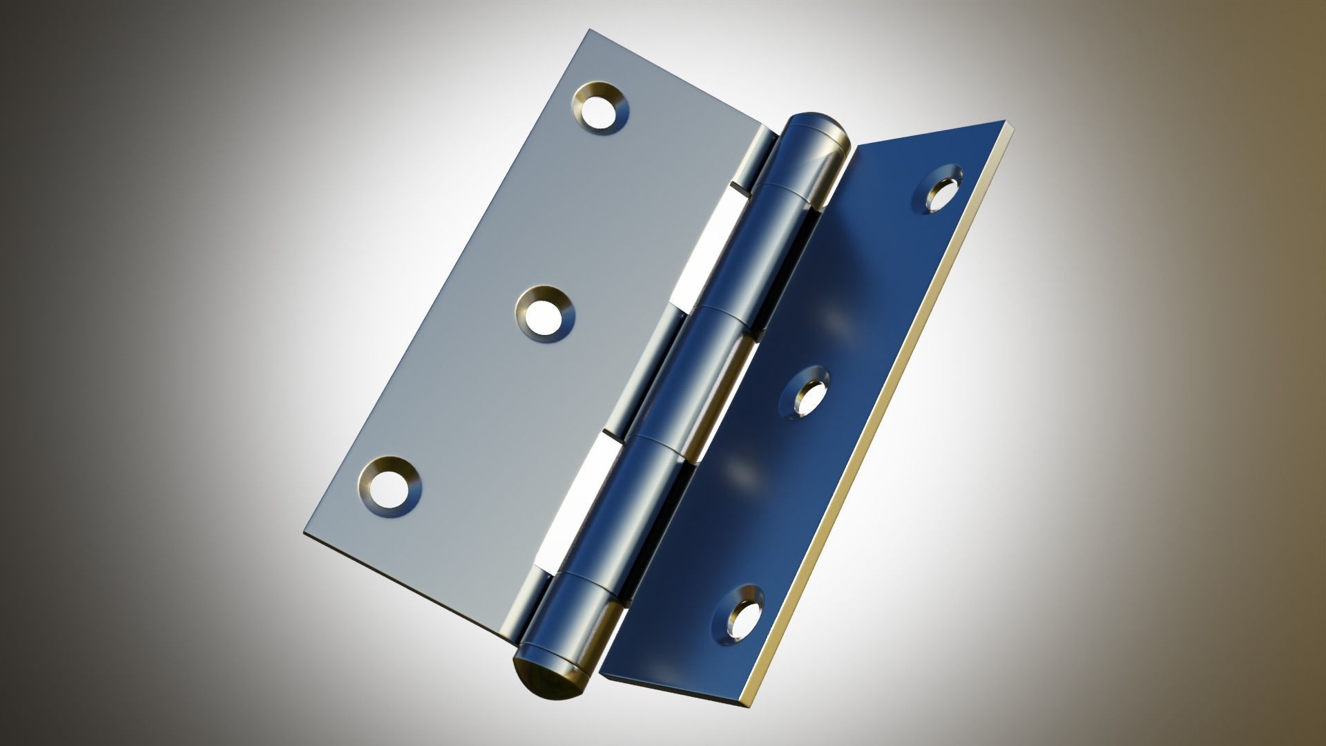 Realistic Brass Door Hinge - High Quality 3D Model 3D model_1