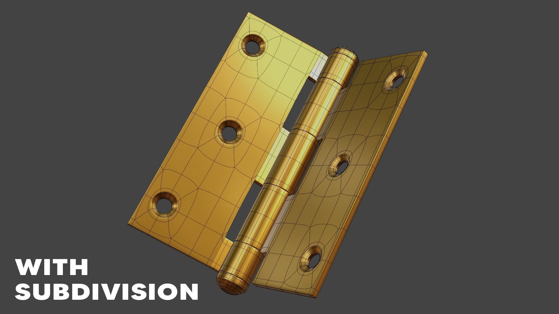 Realistic Brass Door Hinge - High Quality 3D Model 3D model_14