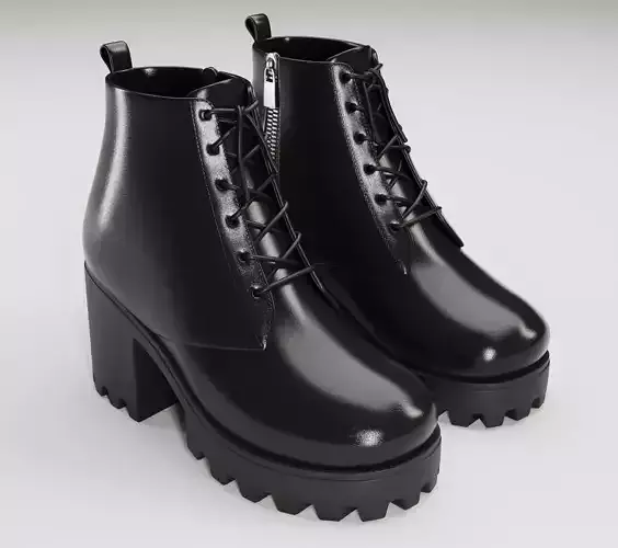 Chunky canvas lace-up Leather and Suede combat boots