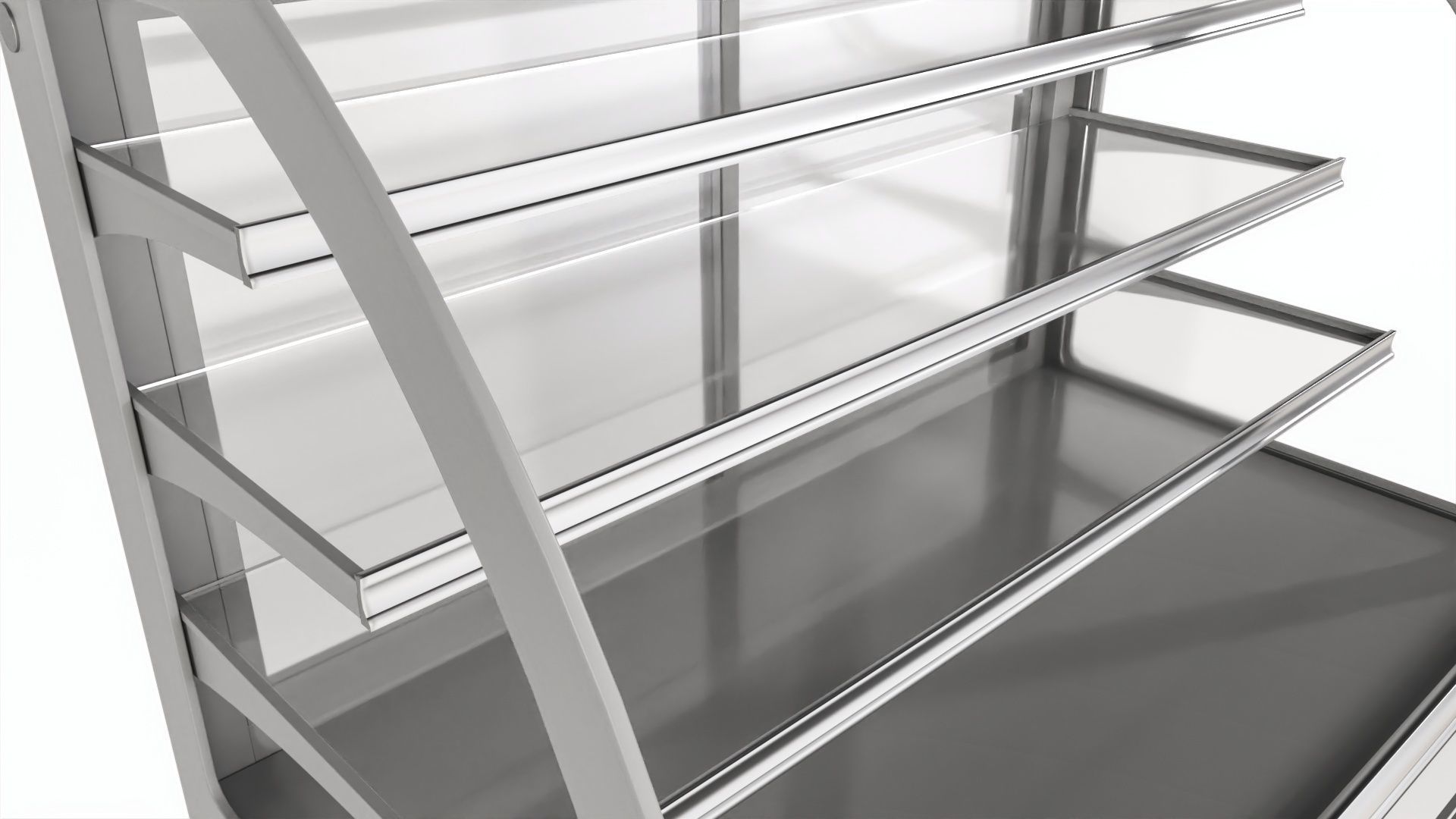 Store cake display shelf with curved glass and cooling 3D model_4