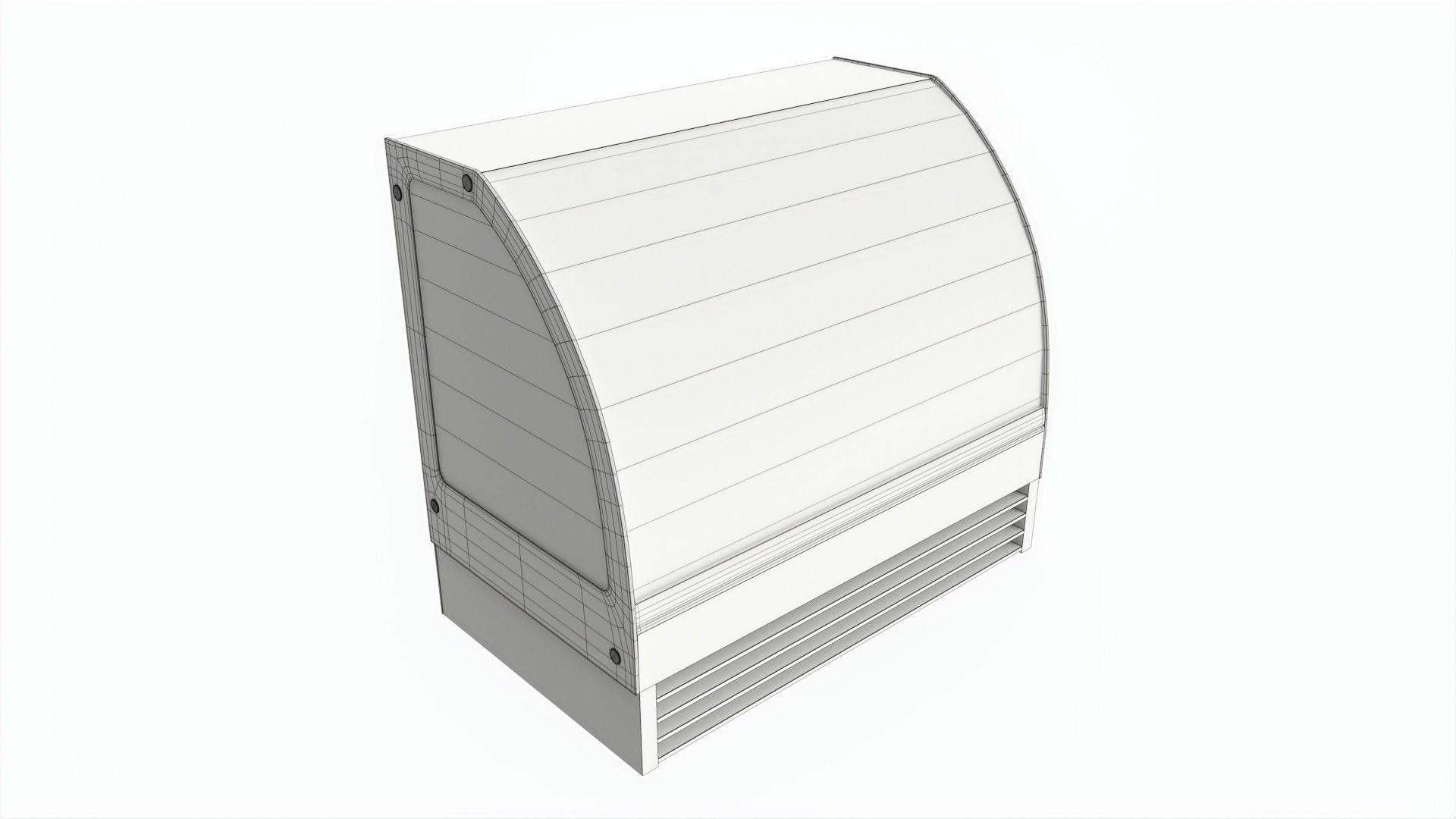 Store cake display shelf with curved glass and cooling 3D model_6