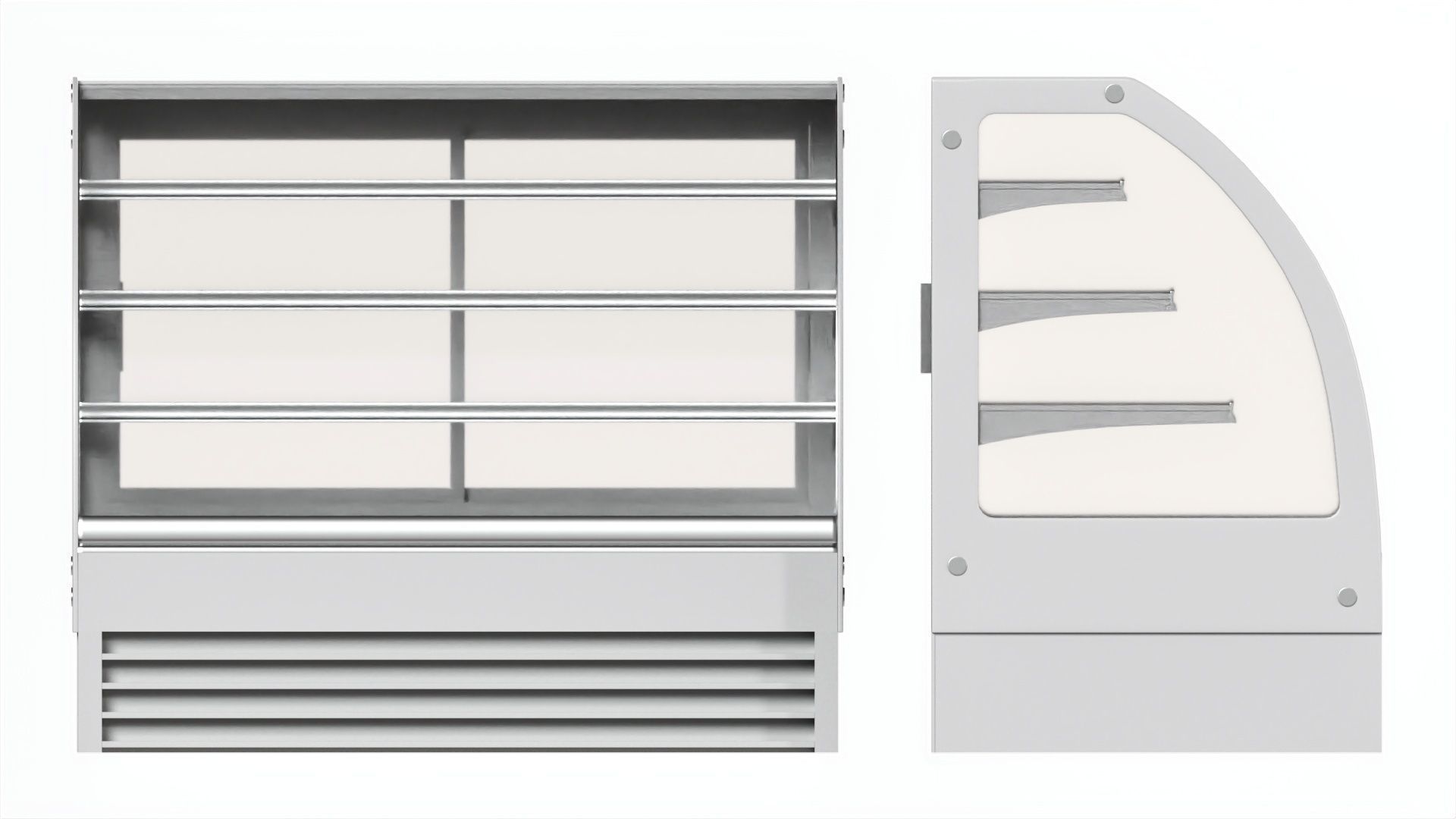 Store cake display shelf with curved glass and cooling 3D model_5