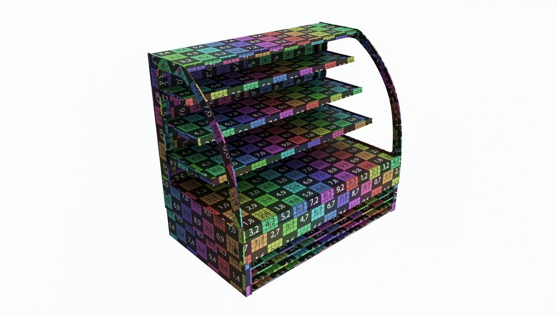 Store cake display shelf with curved glass and cooling 3D model_8