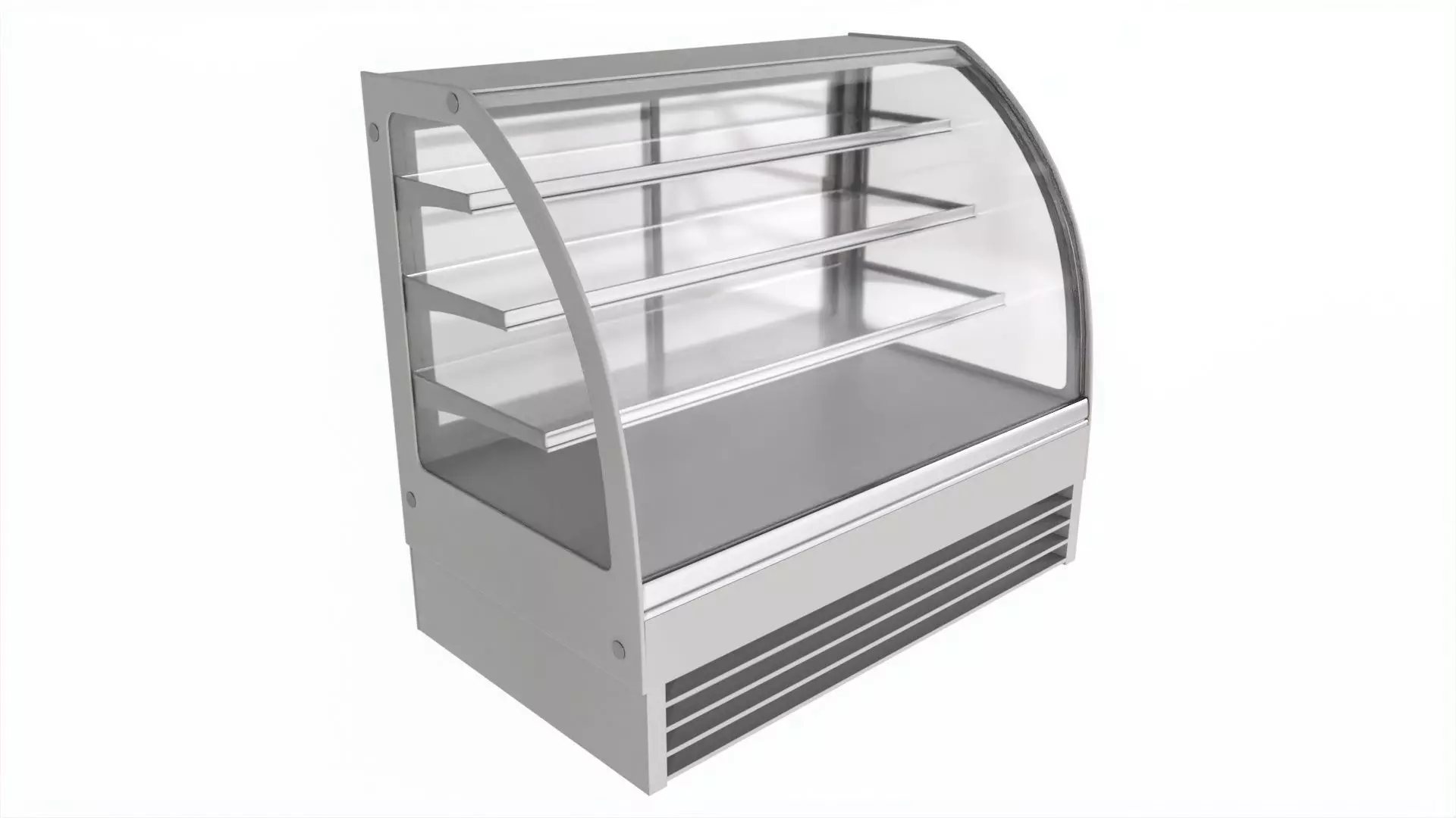 Store cake display shelf with curved glass and cooling 3D model_0