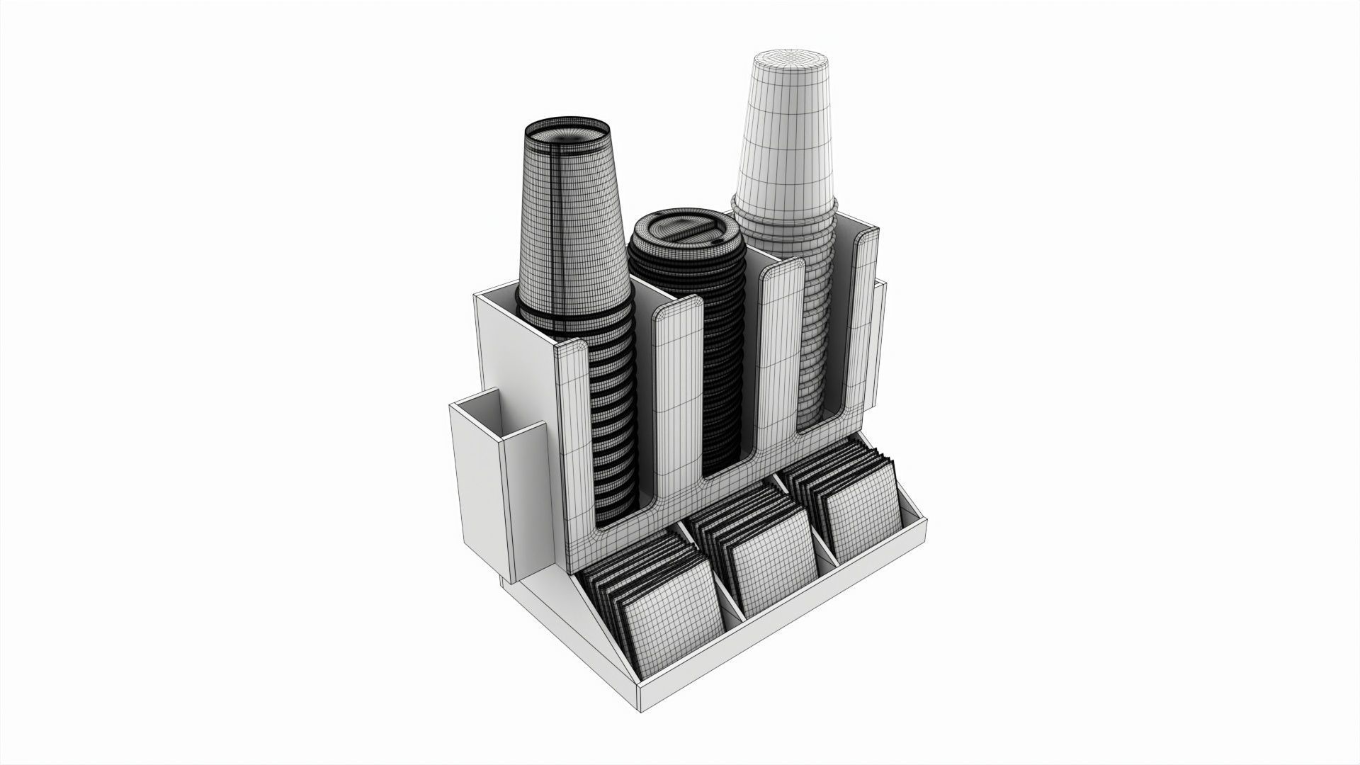 Coffee bar organizer cup sugar milk caddy 3D model_6