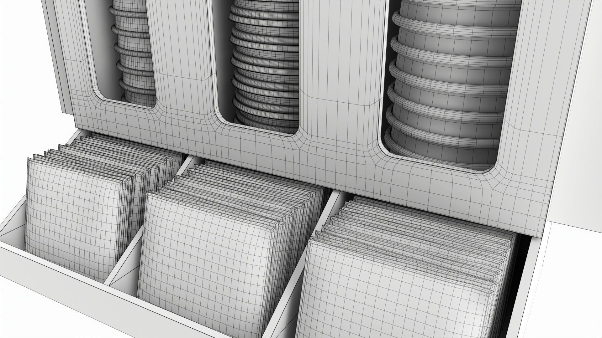 Coffee bar organizer cup sugar milk caddy 3D model_7