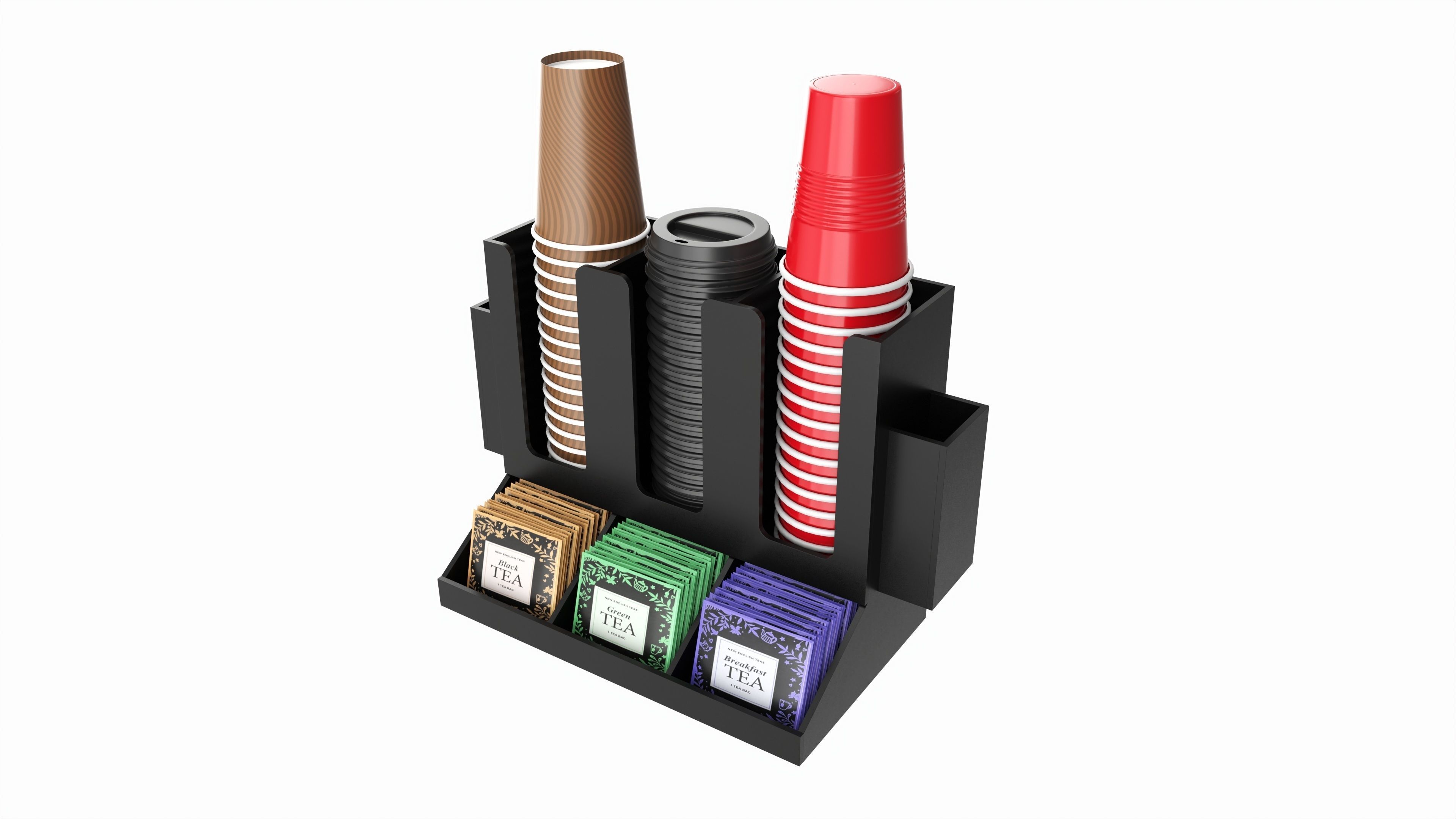 Coffee bar organizer cup sugar milk caddy 3D model_1