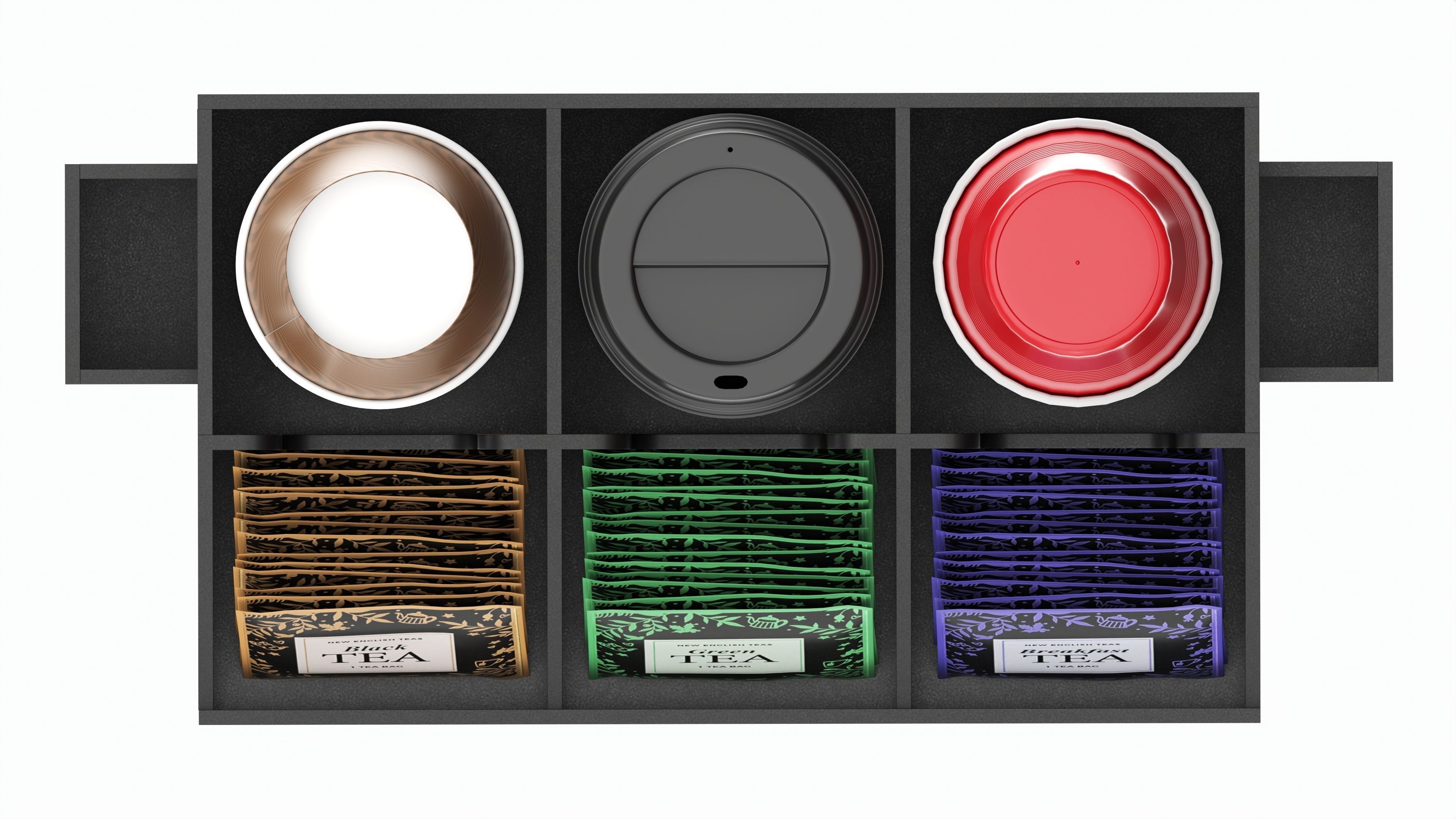 Coffee bar organizer cup sugar milk caddy 3D model_3