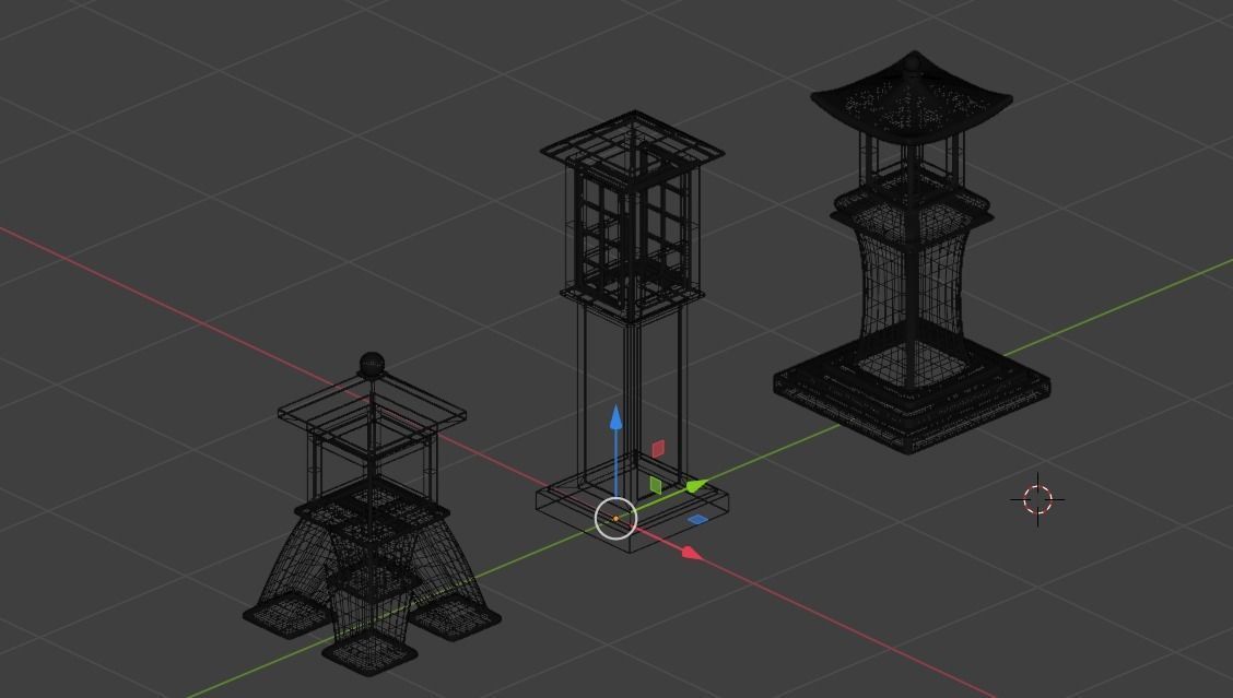 Japan Garden Stone Set 1 3D Model Collection_5