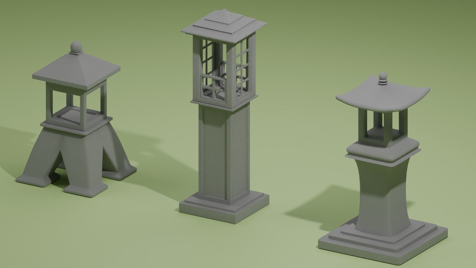 Japan Garden Stone Set 1 3D Model Collection_8