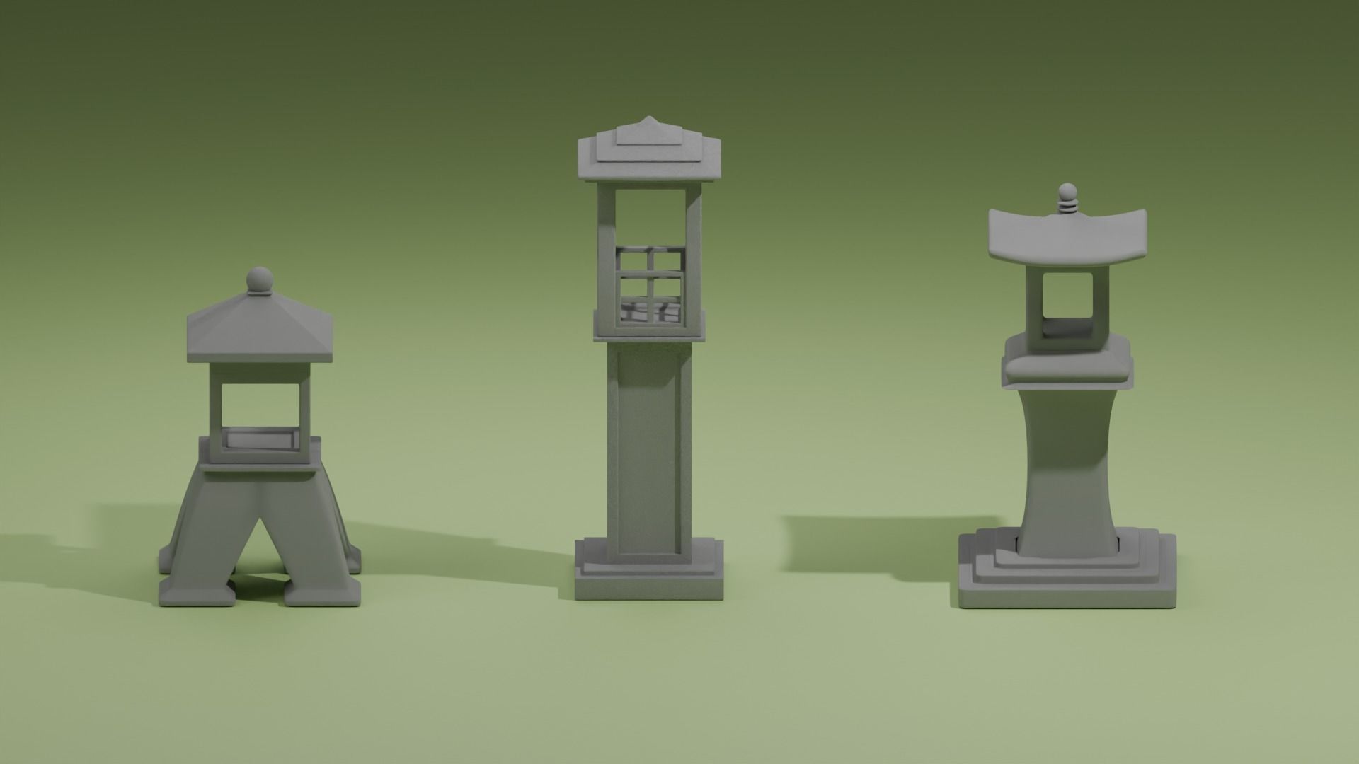 Japan Garden Stone Set 1 3D Model Collection_7