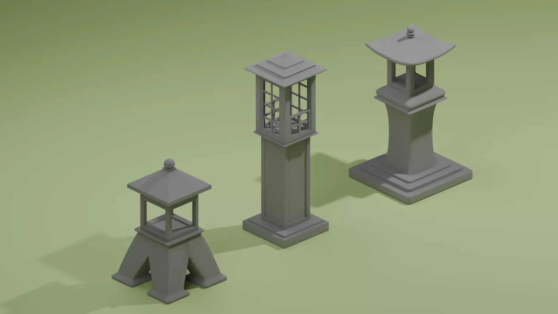 Japan Garden Stone Set 1 3D Model Collection_0