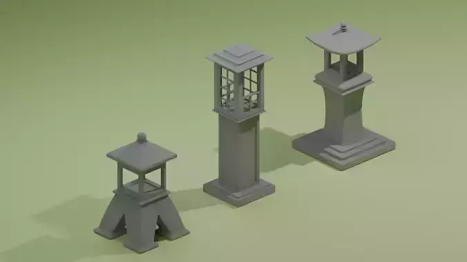 Japan Garden Stone Set 1 3D Model Collection