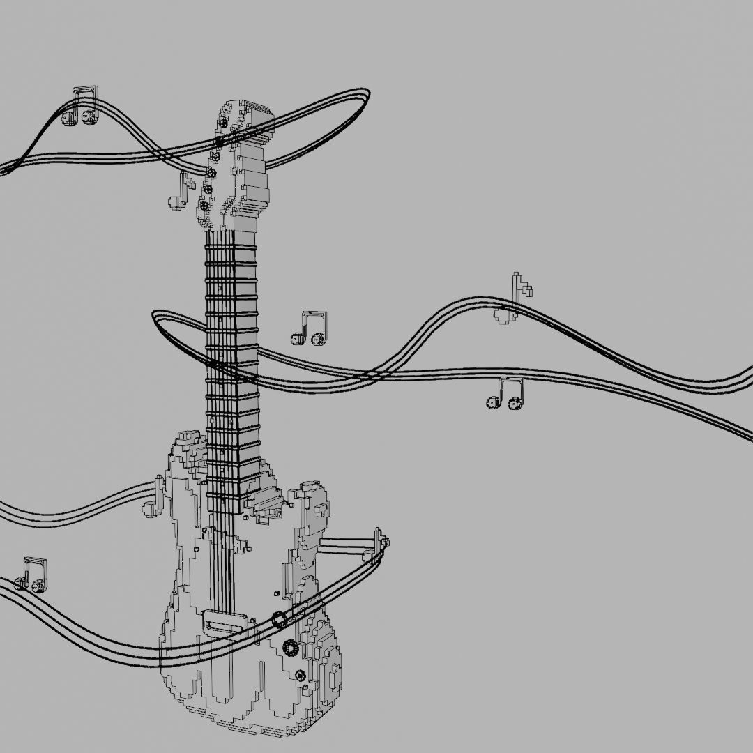 Pixel Art Guitar 3D model_6