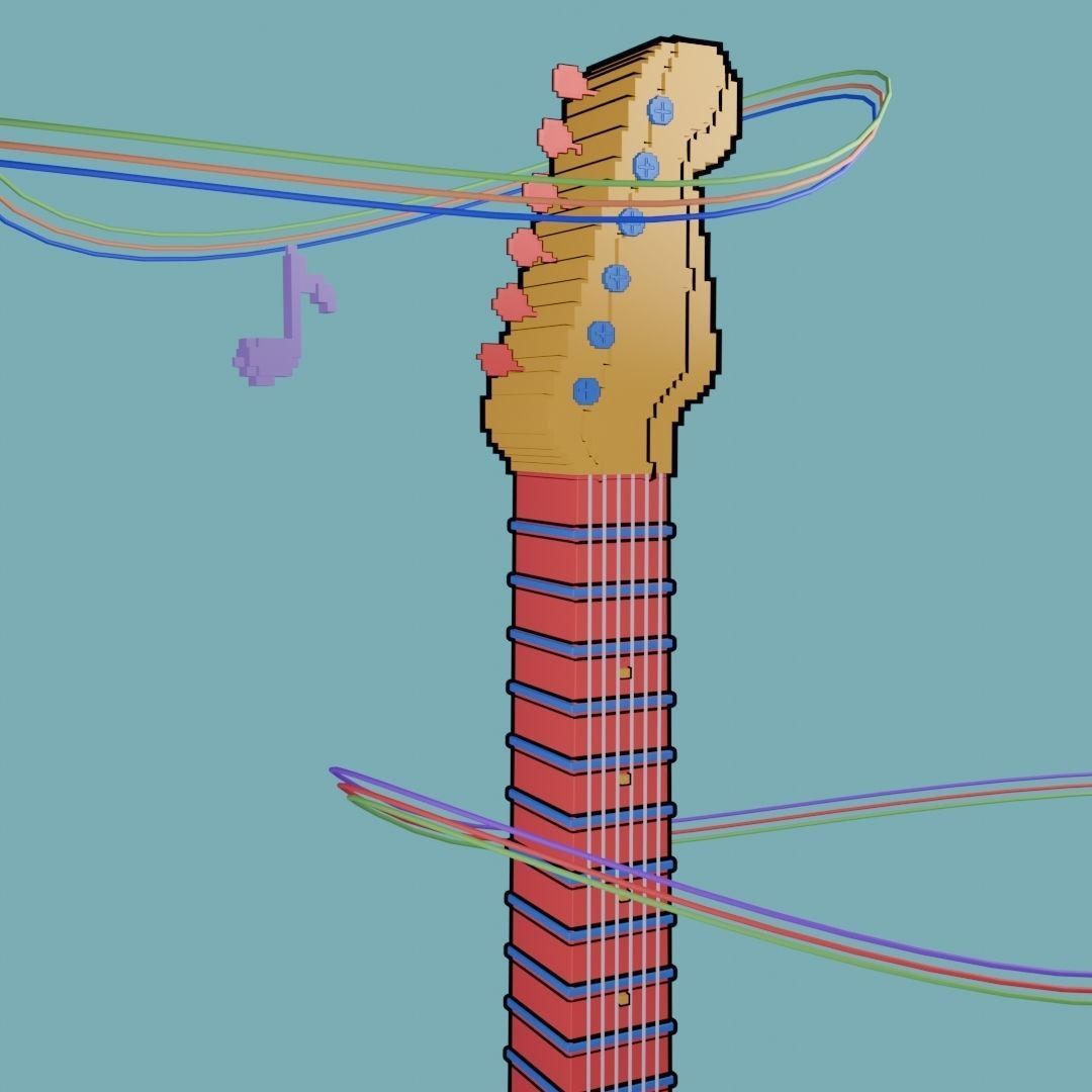 Pixel Art Guitar 3D model_2