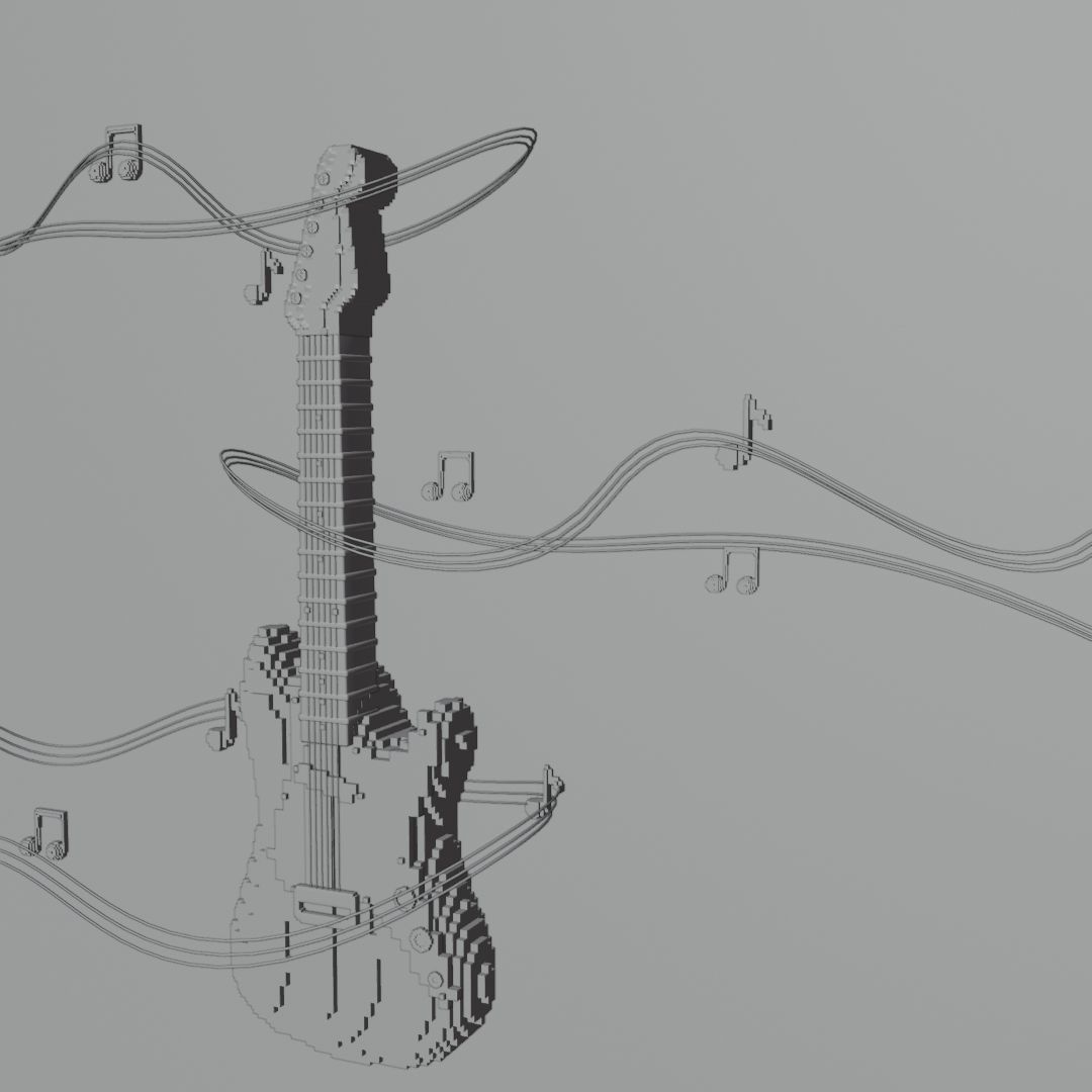 Pixel Art Guitar 3D model_5