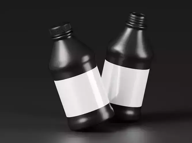 Black Plastic Bottle 3D Model