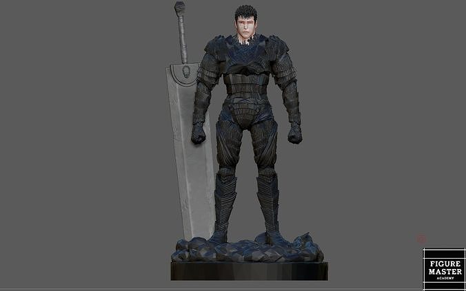 BERSERK GUTS STANDING ANIME SWORD CHARACTER 3D PRINT MODEL 3D print model