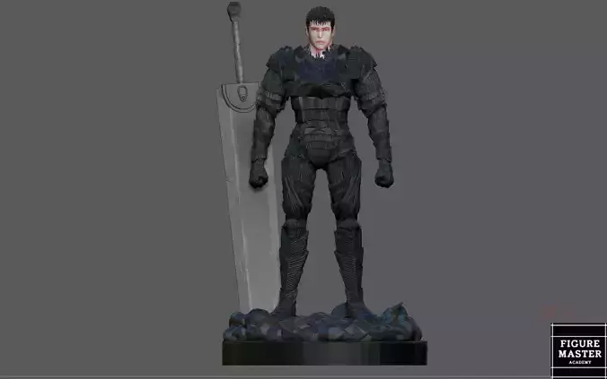 BERSERK GUTS STANDING ANIME SWORD CHARACTER 3D PRINT MODEL