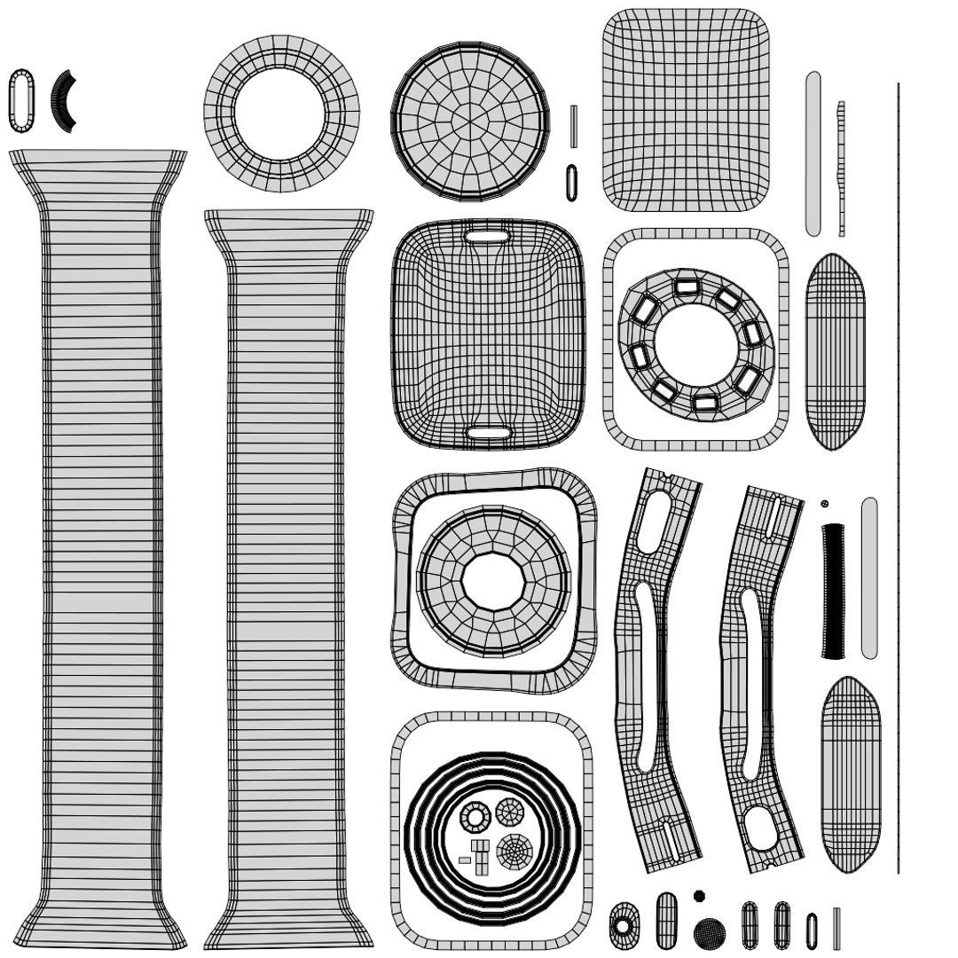 Apple Watch SE - Space Grey Aluminium Case Merigold Solo Loop Low-poly 3D model_11