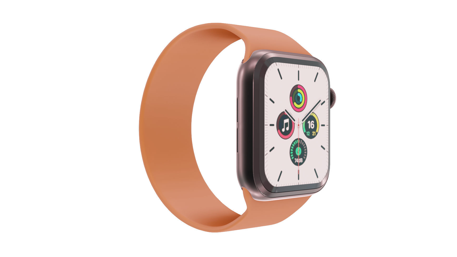 Apple Watch SE - Space Grey Aluminium Case Merigold Solo Loop Low-poly 3D model_1