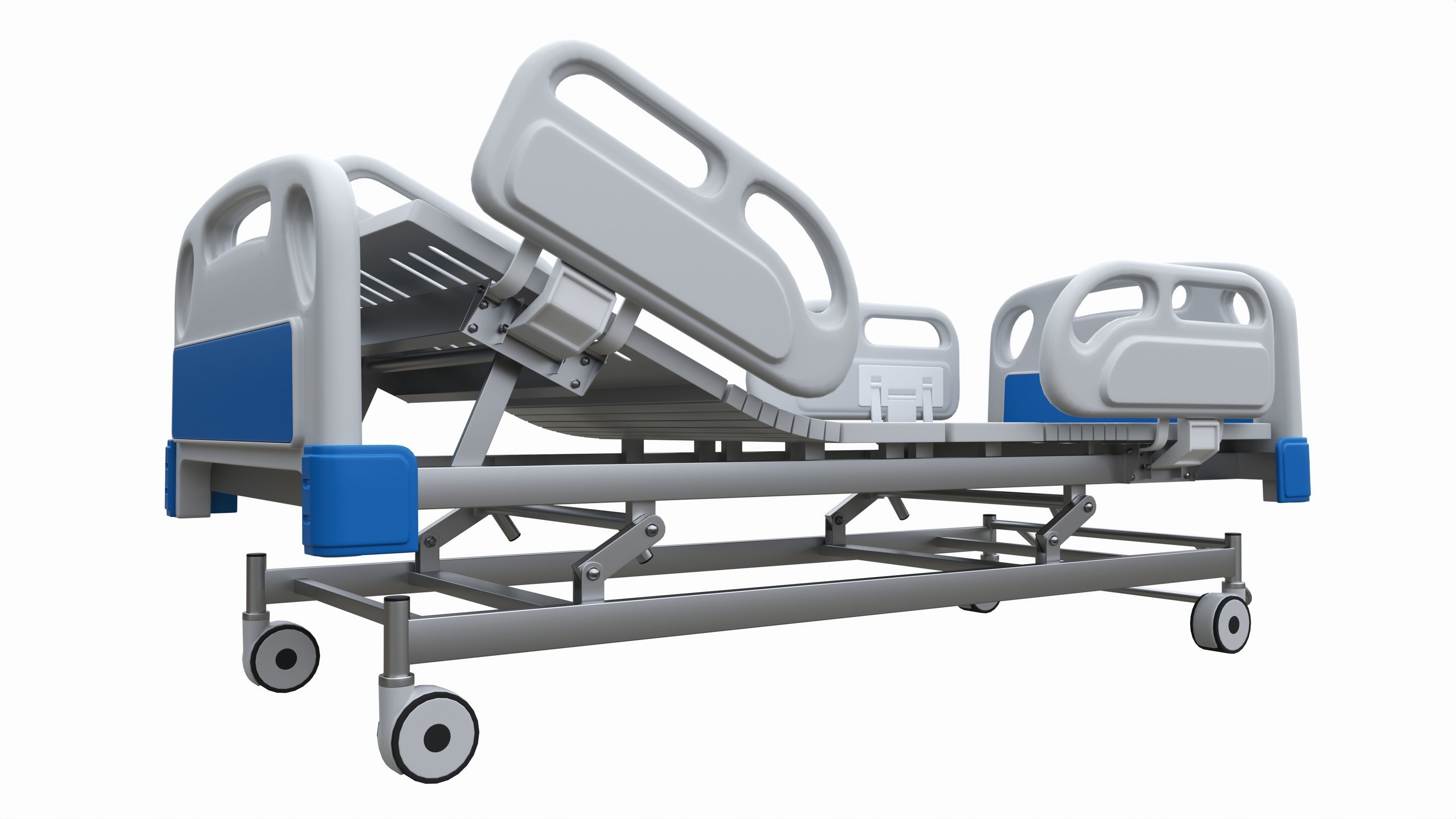 Medical Adjustable Five Functions Hospital Bed 3D model_2