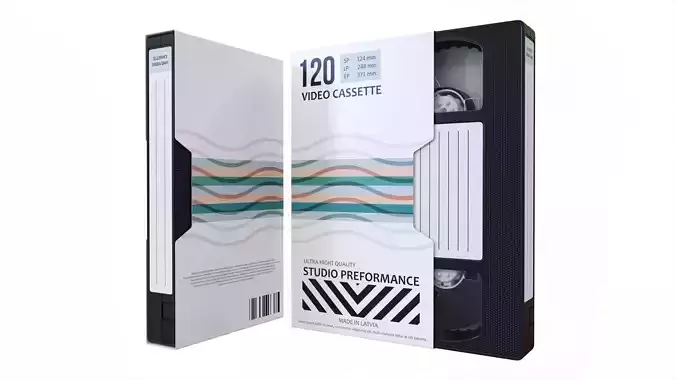 Video VHS cassette with cover 3D model