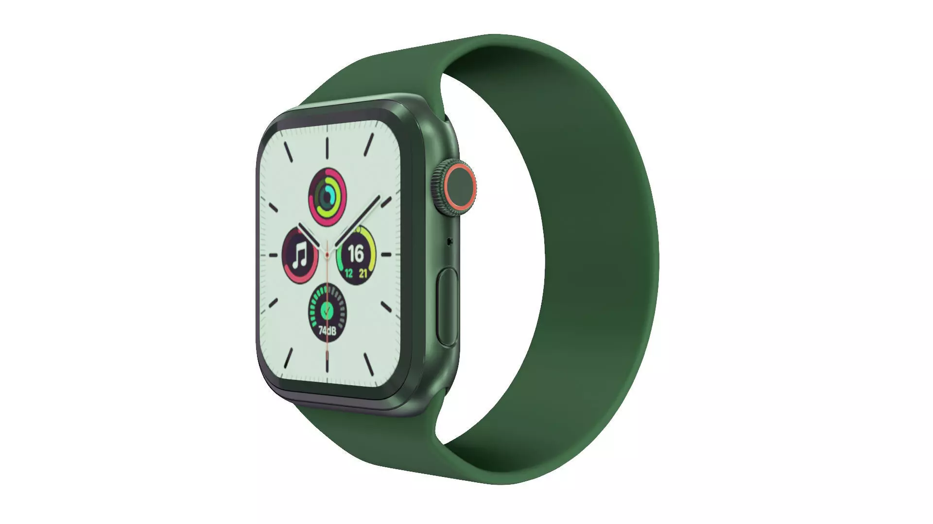 Apple Watch SE - Space Grey Aluminium Case with Clover Solo Loop Low-poly 3D model_0