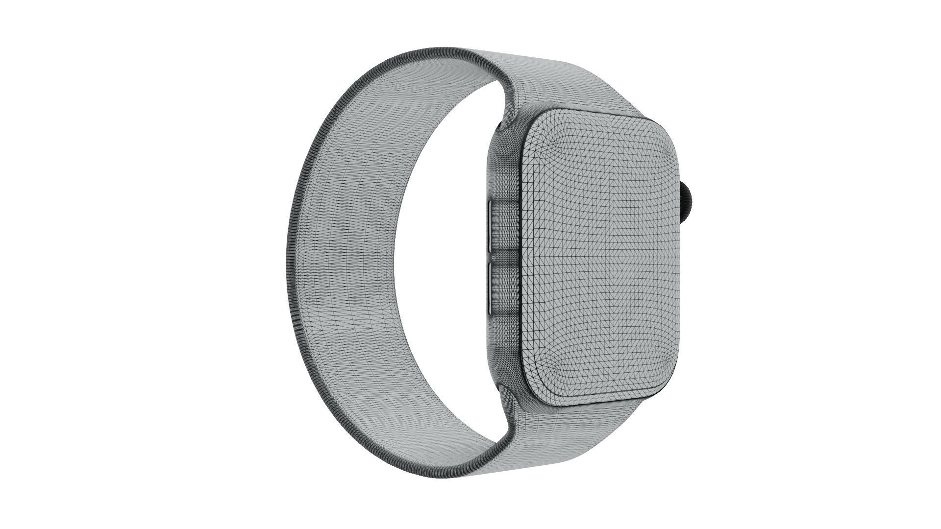 Apple Watch SE - Space Grey Aluminium Case with Clover Solo Loop Low-poly 3D model_10