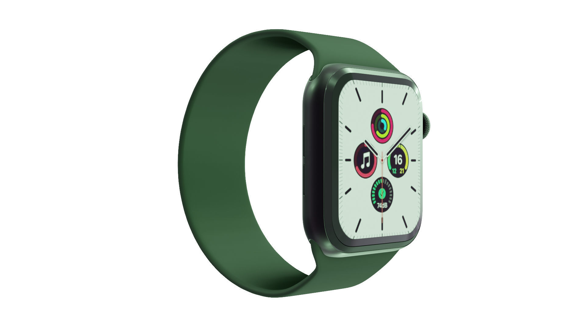 Apple Watch SE - Space Grey Aluminium Case with Clover Solo Loop Low-poly 3D model_1