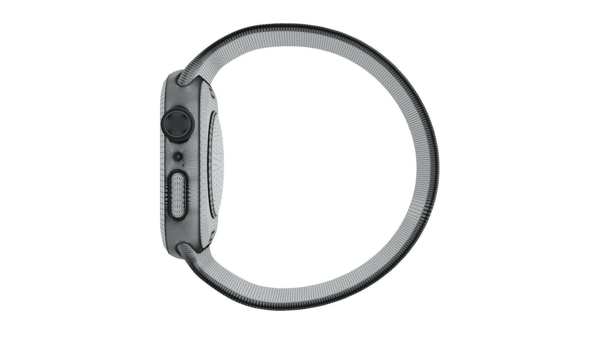 Apple Watch SE - Space Grey Aluminium Case with Clover Solo Loop Low-poly 3D model_9