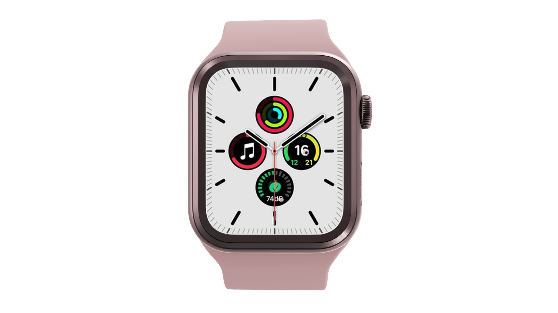 Apple Watch SE - Space Grey Aluminium Case Chalk Pink Solo Loop Low-poly 3D model_2