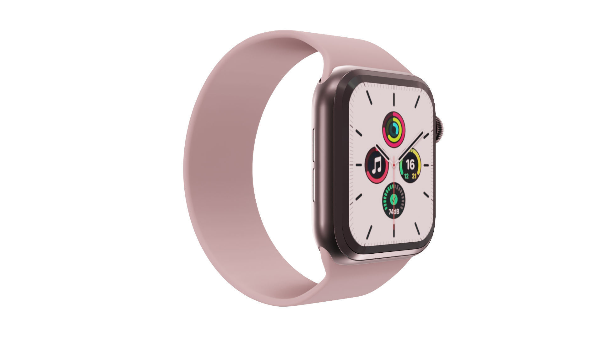 Apple Watch SE - Space Grey Aluminium Case Chalk Pink Solo Loop Low-poly 3D model_1