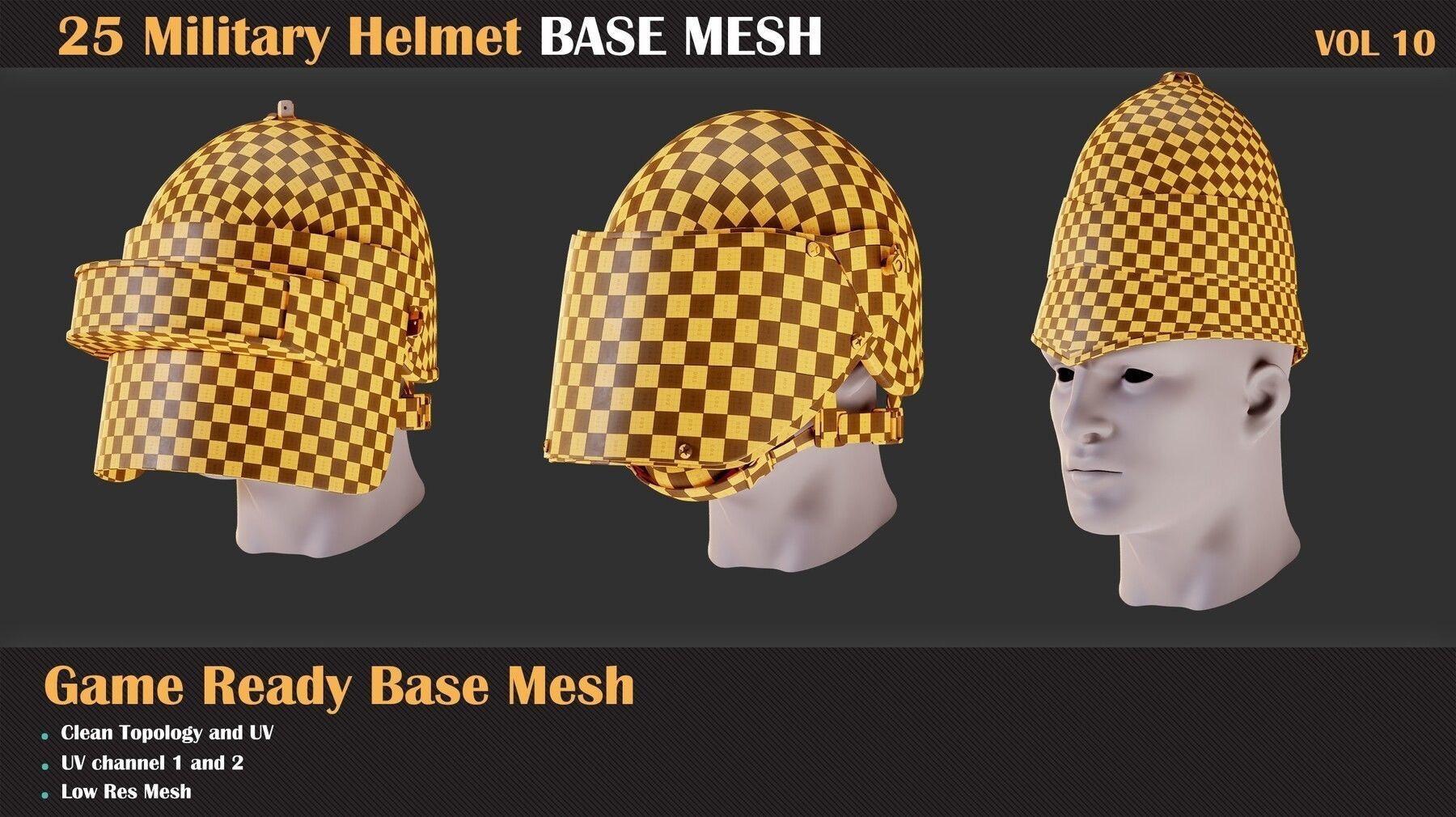 25 Military Helmet BASE MESH - VOL 10 3D model_3