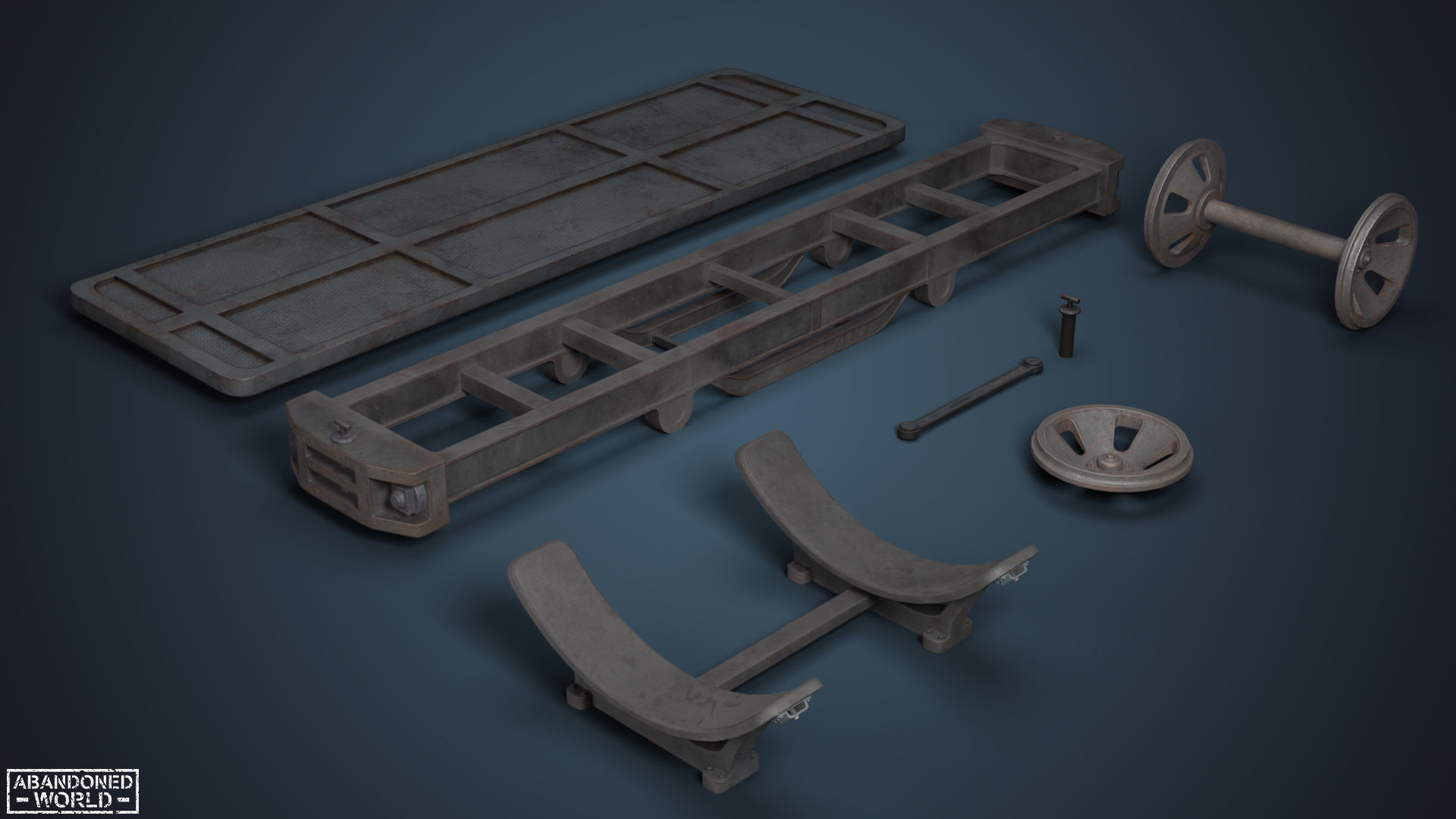 Railroad Platform and Cistern Low-poly 3D model_6