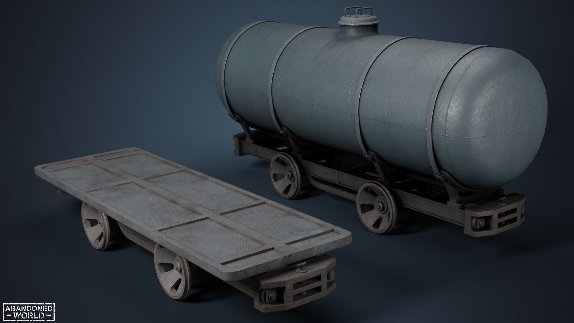 Railroad Platform and Cistern Low-poly 3D model_1