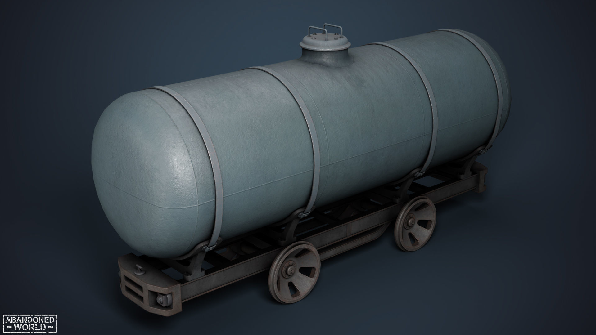 Railroad Platform and Cistern Low-poly 3D model_2