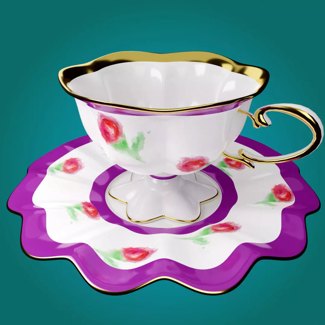 3D model of Vintage cup and saucer 3D model