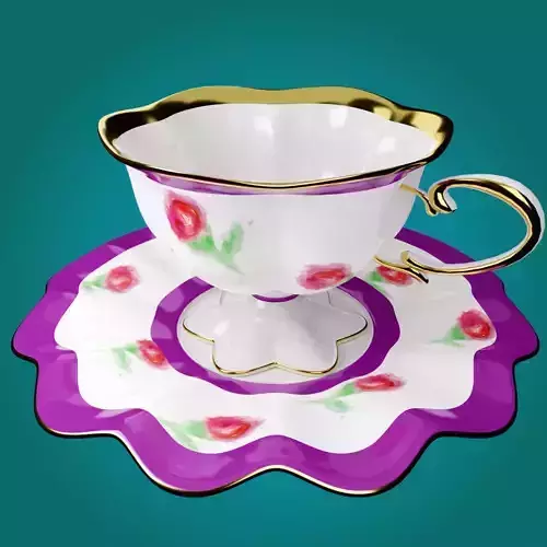 3D model of Vintage cup and saucer 3D model