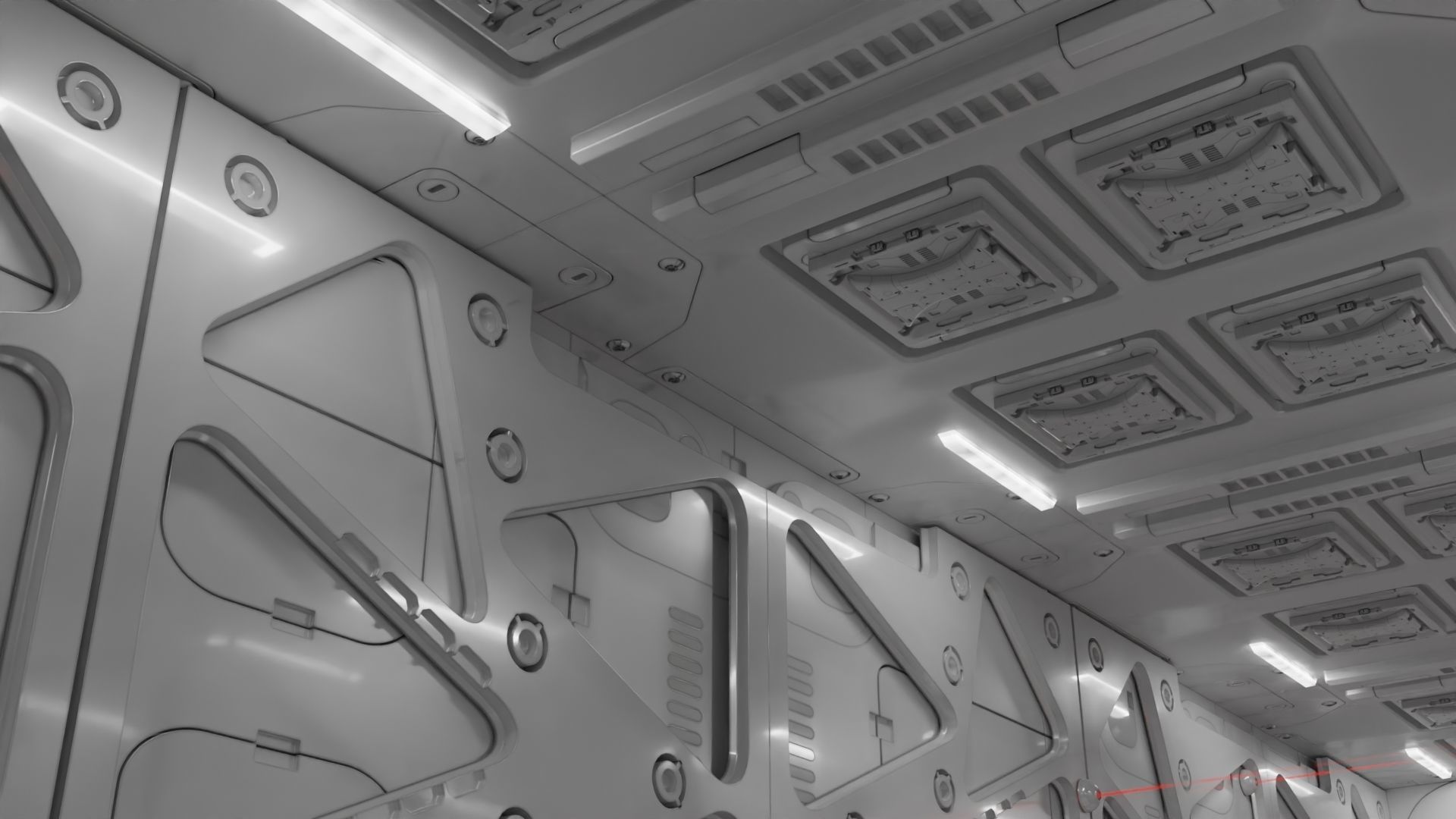 Sci-fi interior coridor 3D model_2