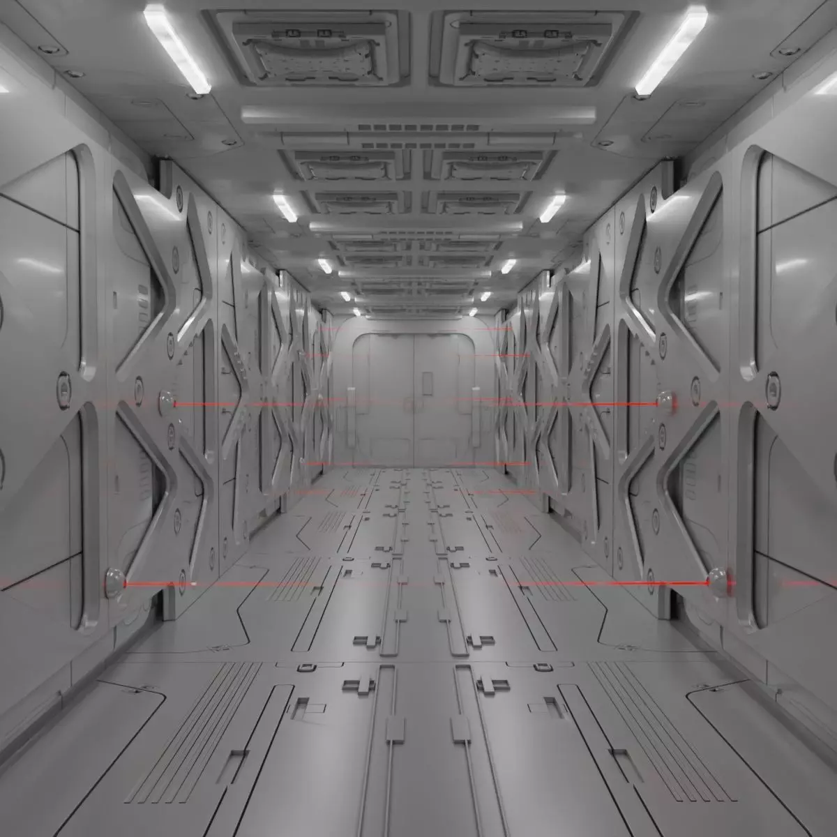 Sci-fi interior coridor 3D model_0