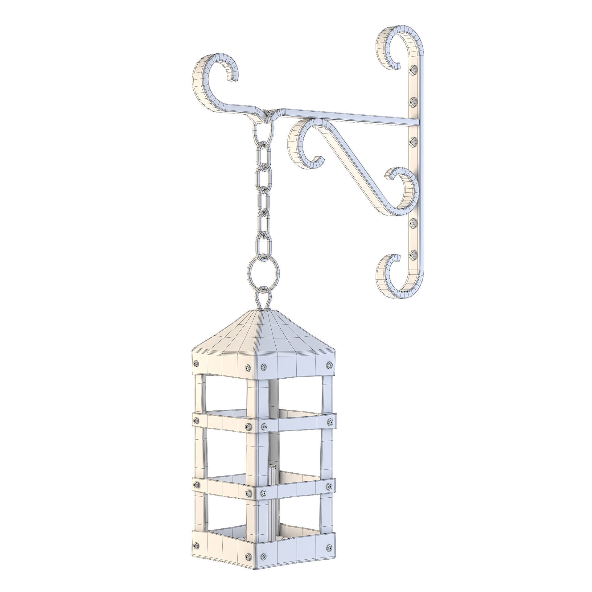 Medieval Metal Lantern 3D model_1