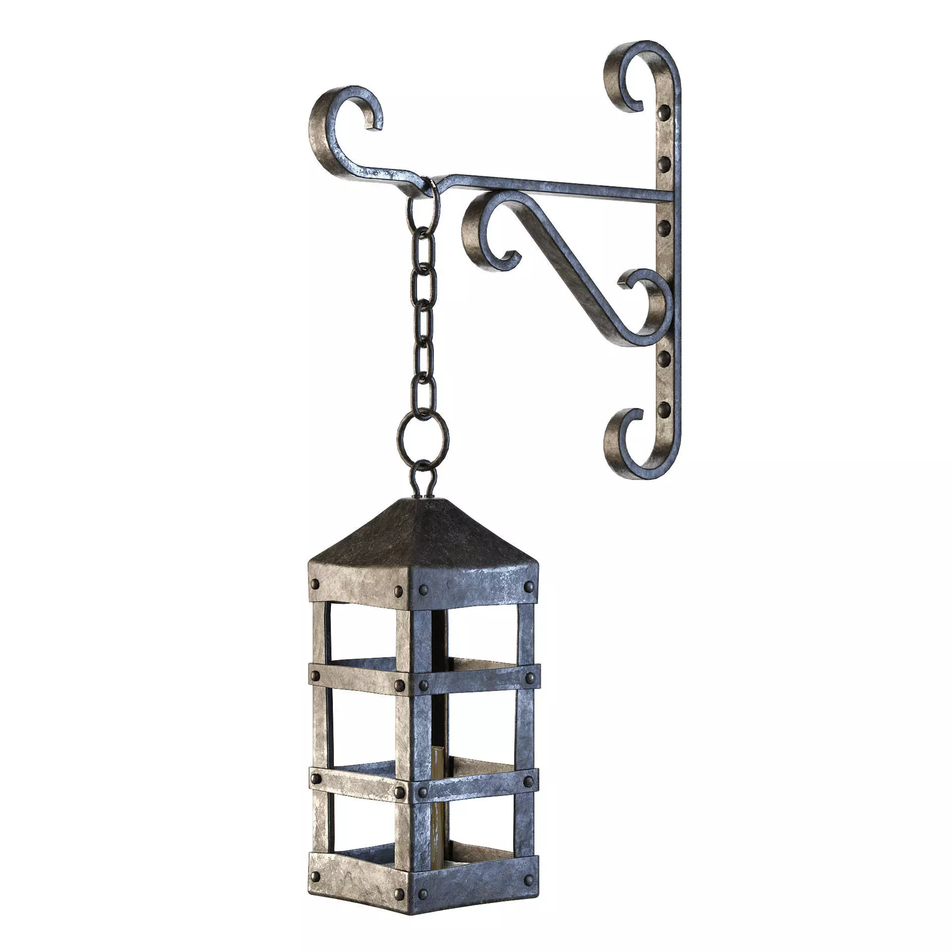 Medieval Metal Lantern 3D model_0