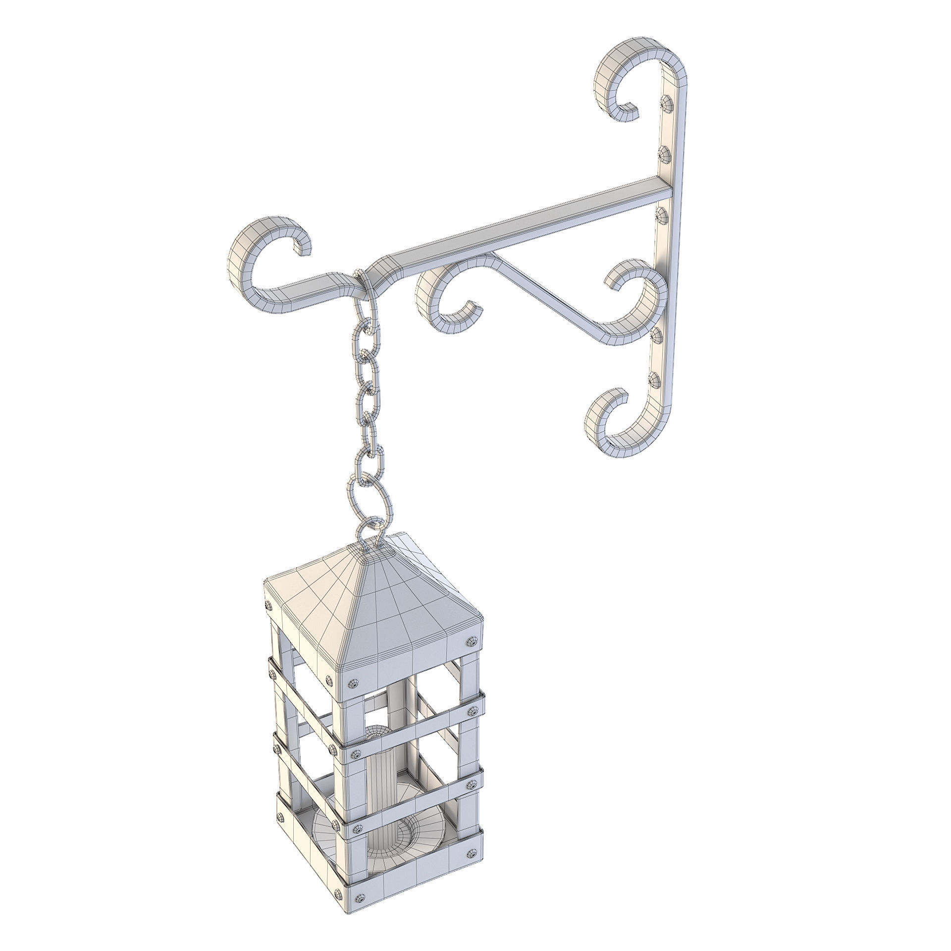 Medieval Metal Lantern 3D model_7
