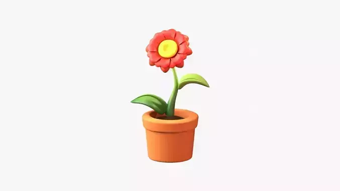 Flower Pot 3D Illustration