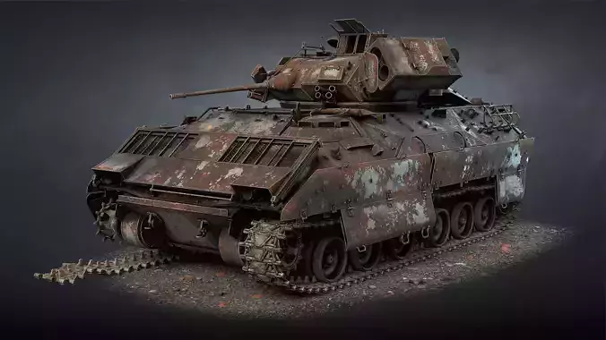 M2 Bradley Destroyed Low-poly 3D model