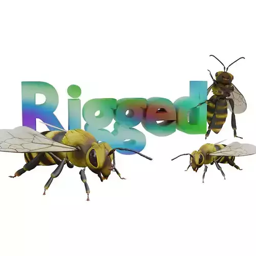3D animated bee Low-poly 3D model